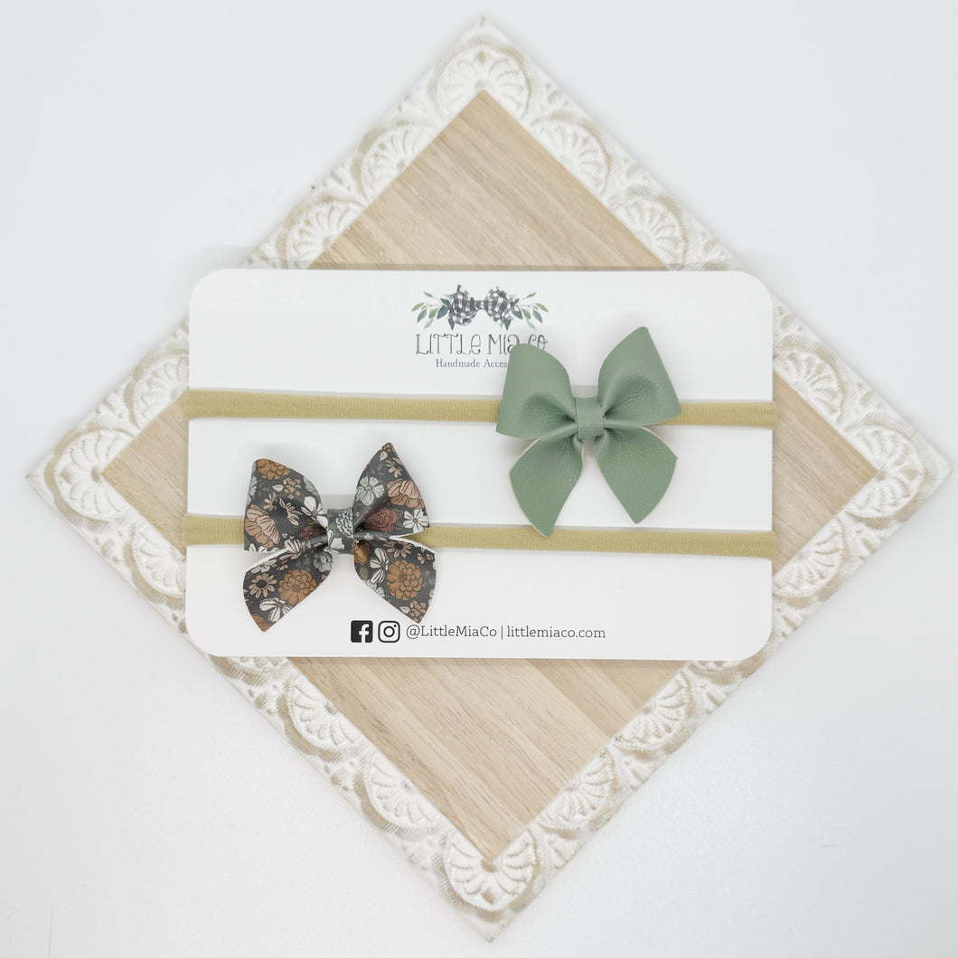 Teal Floral Mini Marie Headband Duo