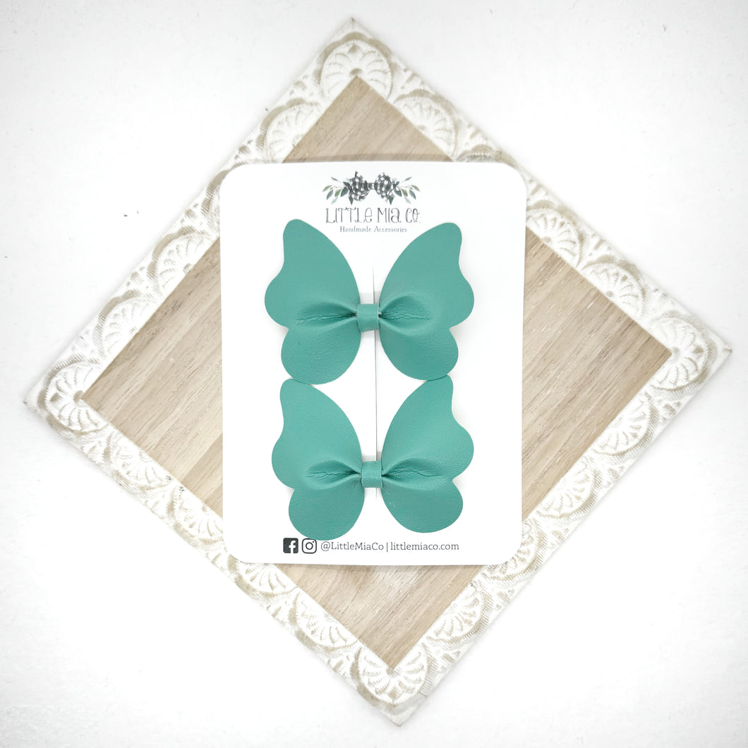 Teal Butterfly Piggy Clips