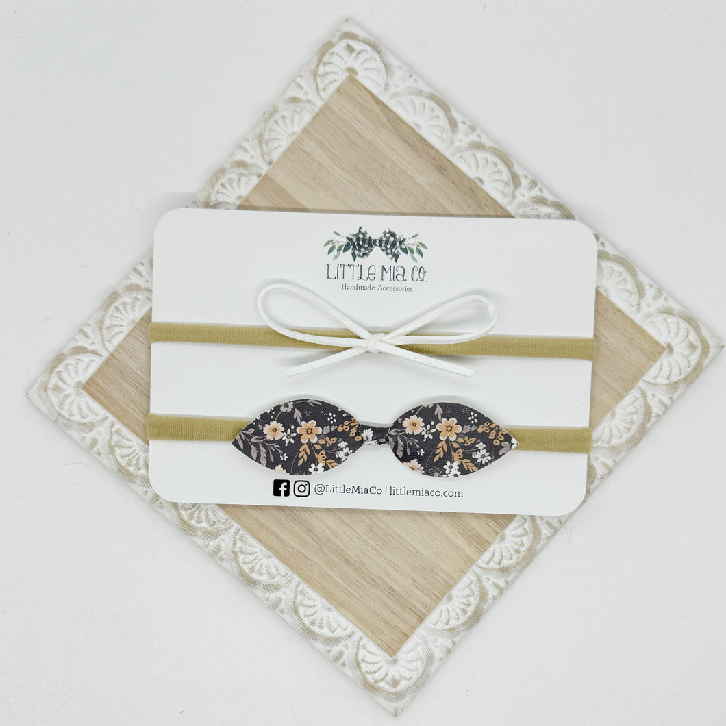 Navy & Gold Floral Headband Duo