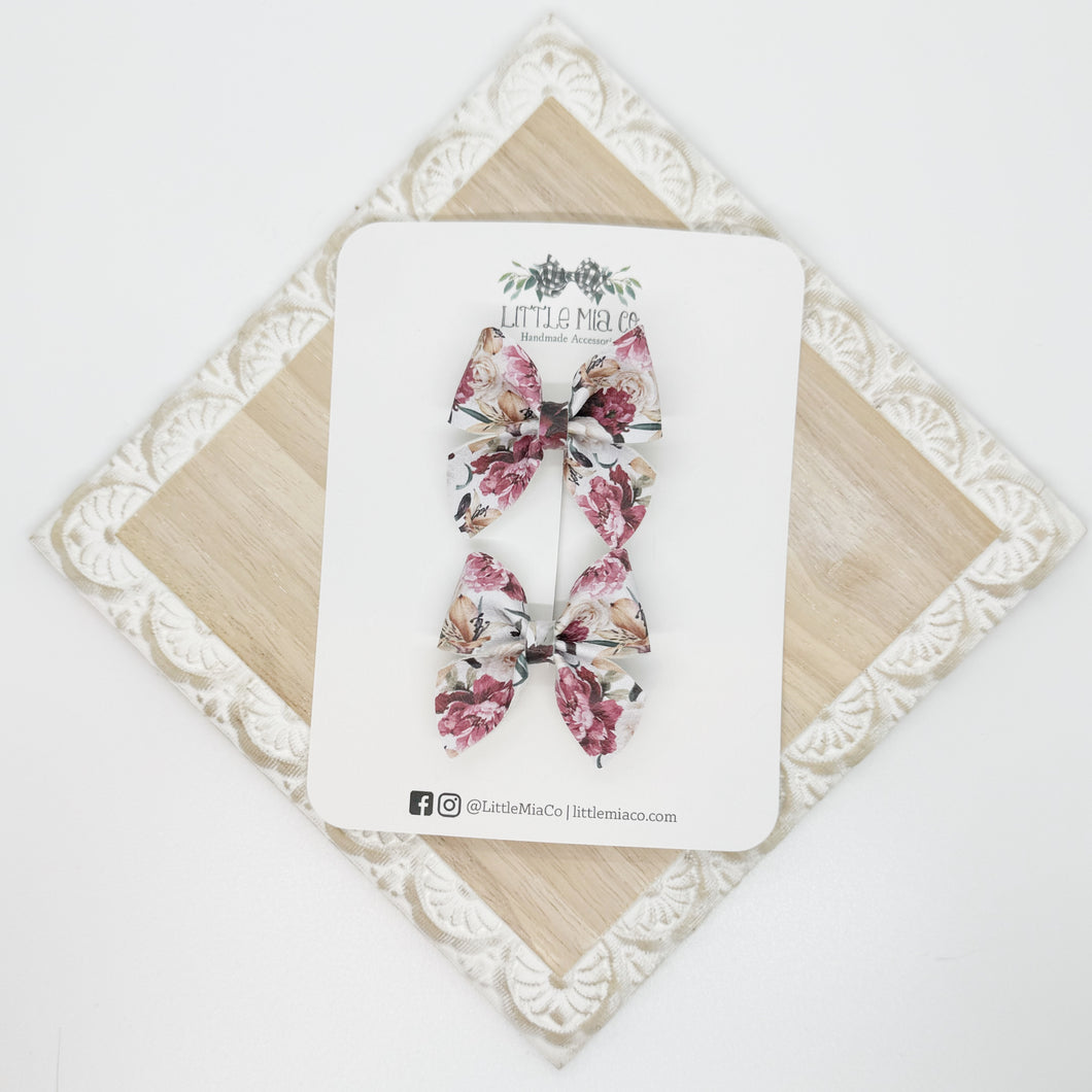 Deep Purple Floral Mini Marie Piggy Clips