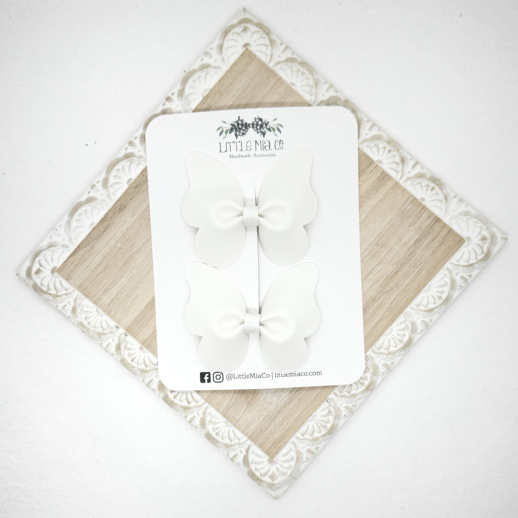 White Butterfly Piggy Clips
