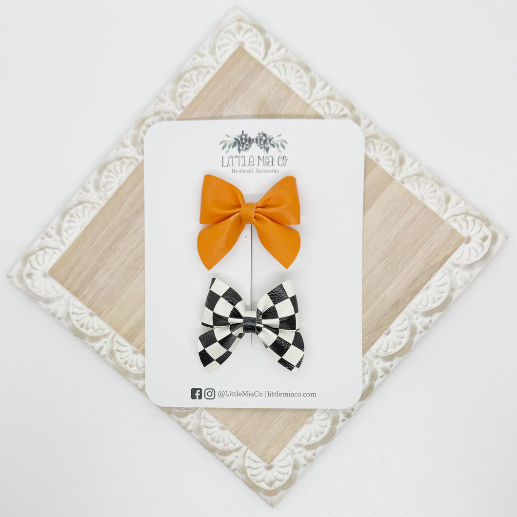 Orange & BW Check Mini Marie Duo