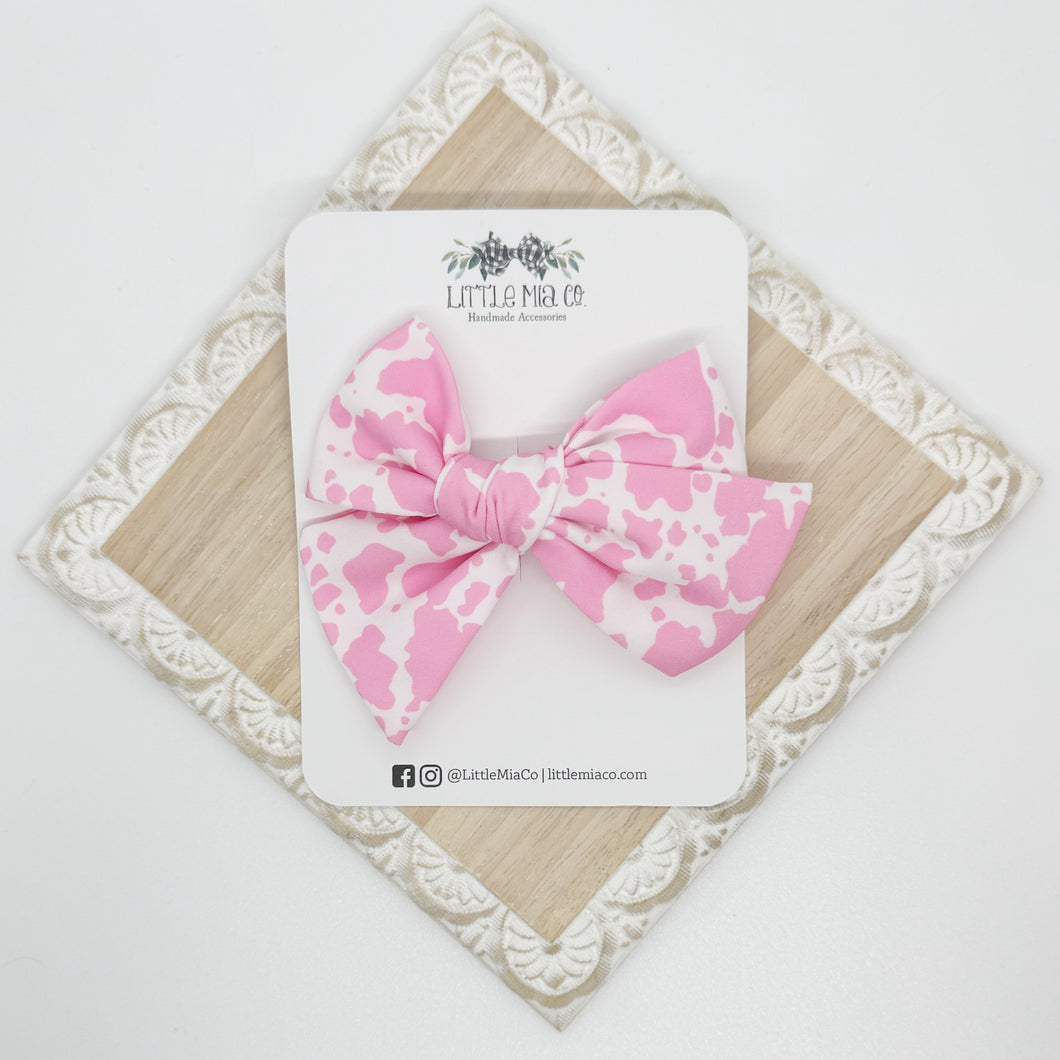Pink Cow Print Fabric Clip