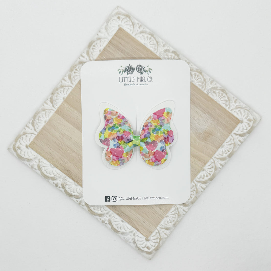 Rainbow Heart Double Butterfly Clip