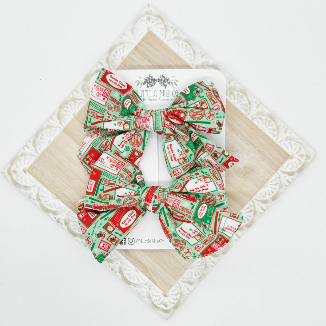 Christmas Stamp Fabric Piggy Clips