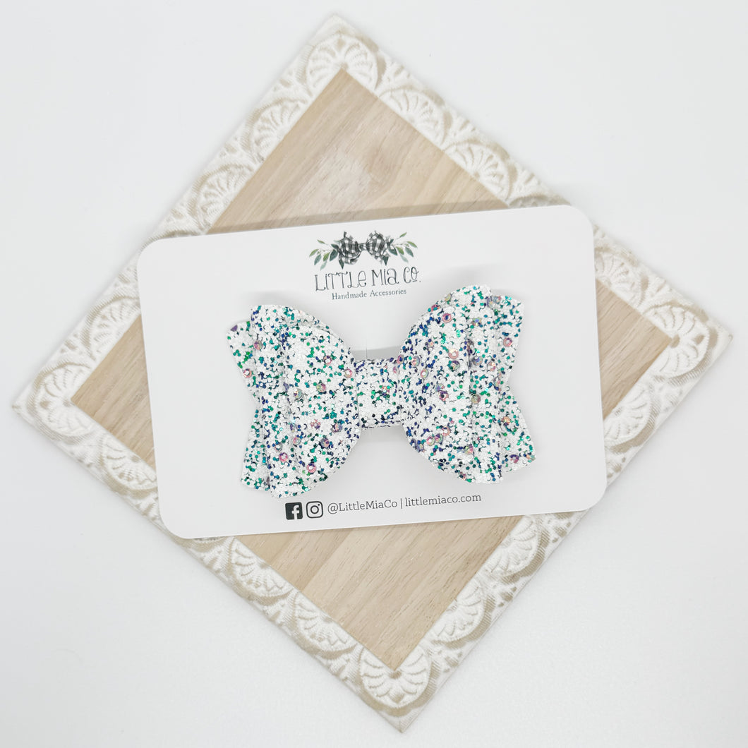 White & Green Glitter Chloe Clip