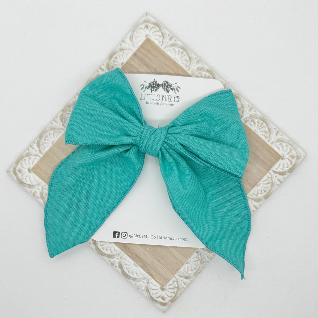 Turquoise Linen 5” Hair Clip