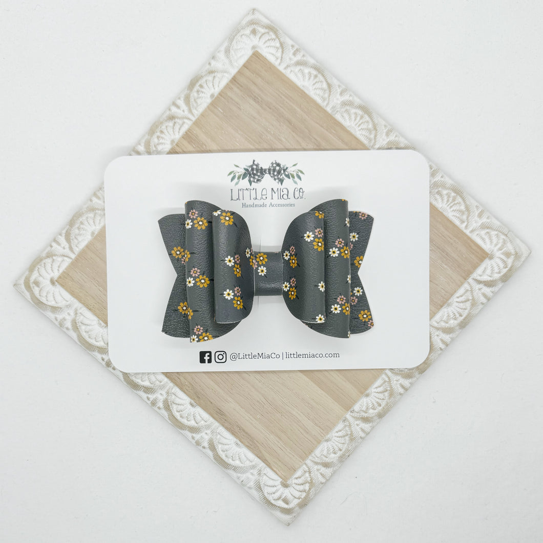 Teal w/ mustard floral Chloe Clip