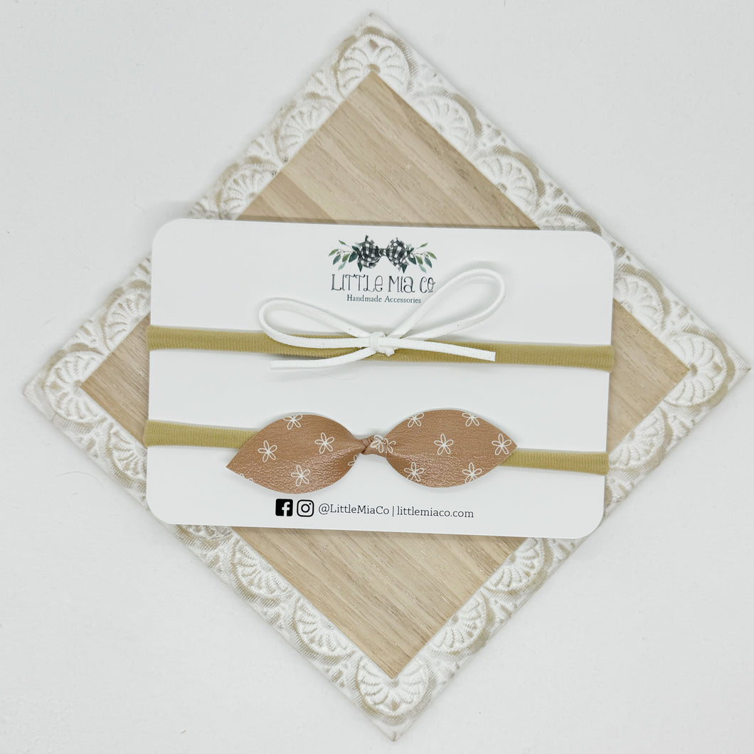 Tan Daisy Headband Duo