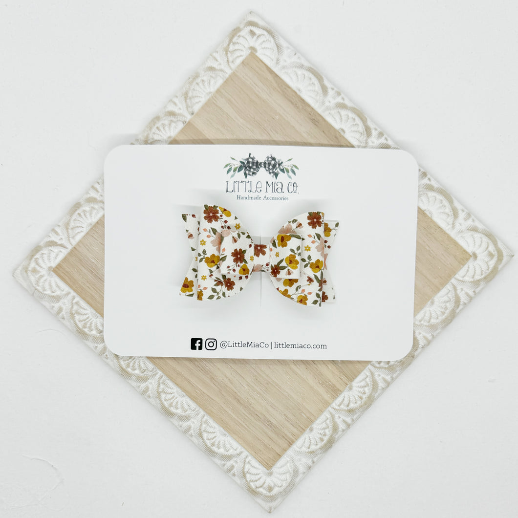 Neutral Mustard Floral Valerie Clip