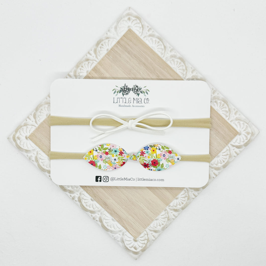 White Multi Floral Headband Duo