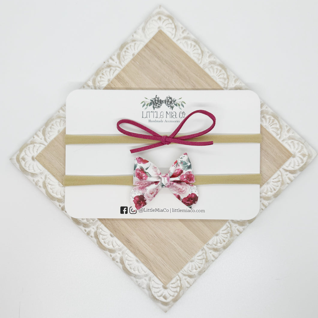 Deep Pink Floral Headband Duo