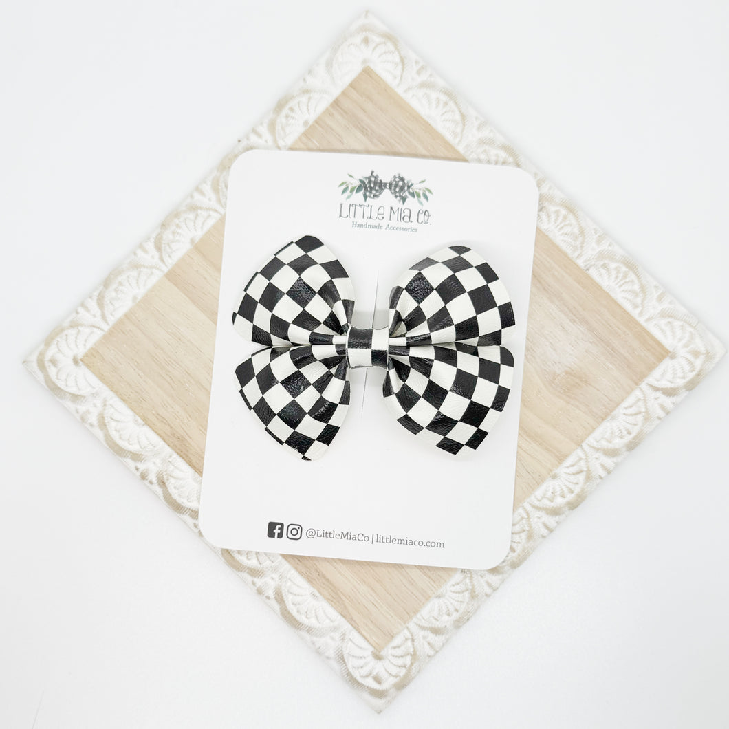 Black and White Check Bella Clip