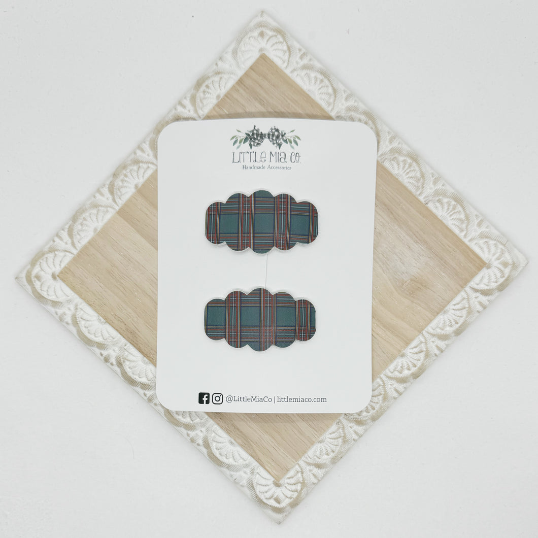 Green & Red Plaid 2” Snap Clip Duo