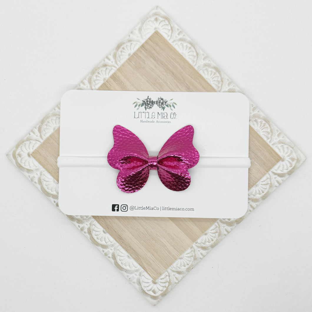 Metallic Dark Pink Butterfly Headband