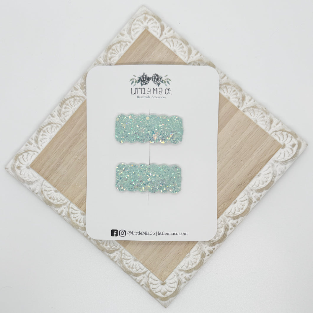 Light Blue Glitter 2” Snap Duo