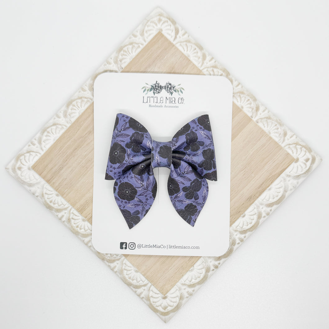 Purple & Black Floral Marie Clip