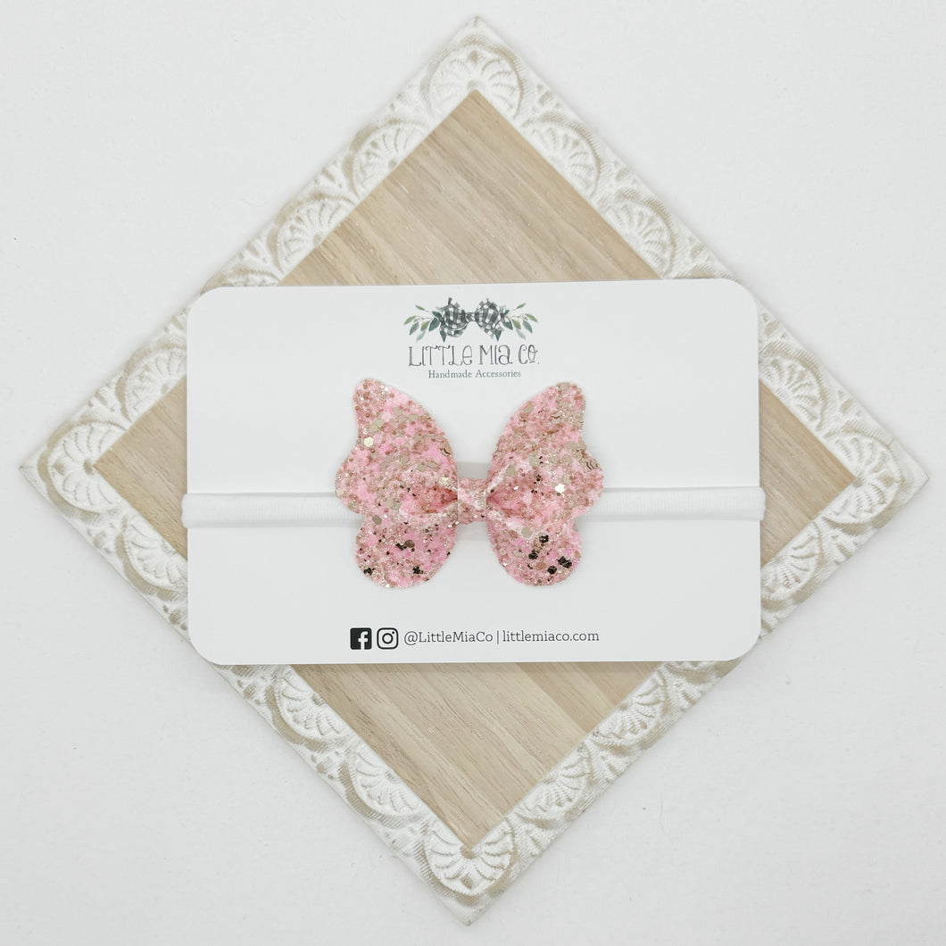 Pink & Gold Glitter Butterfly Headband