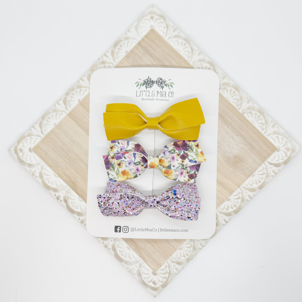 Mustard Purple Floral Lou Trio