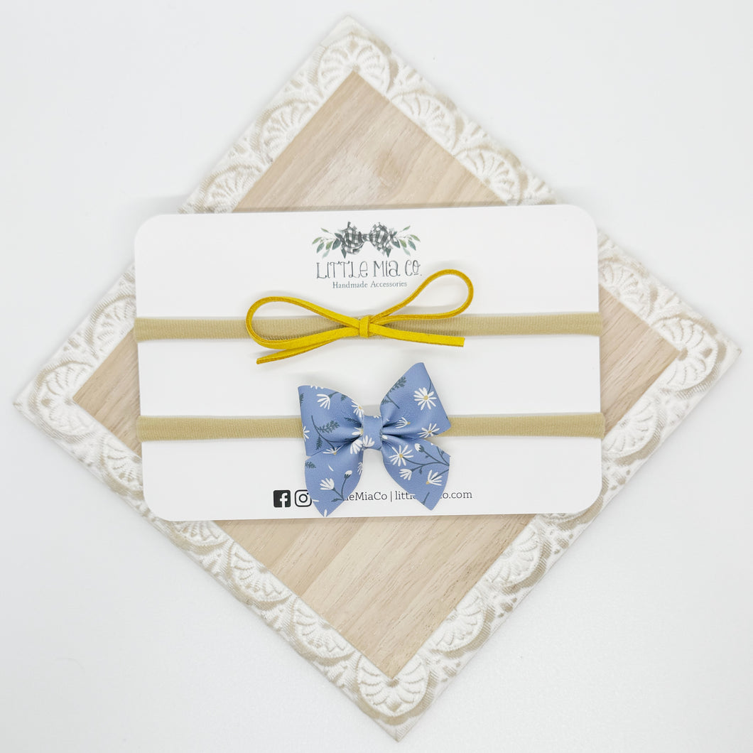 Blue Floral & Mustard Headband Duo