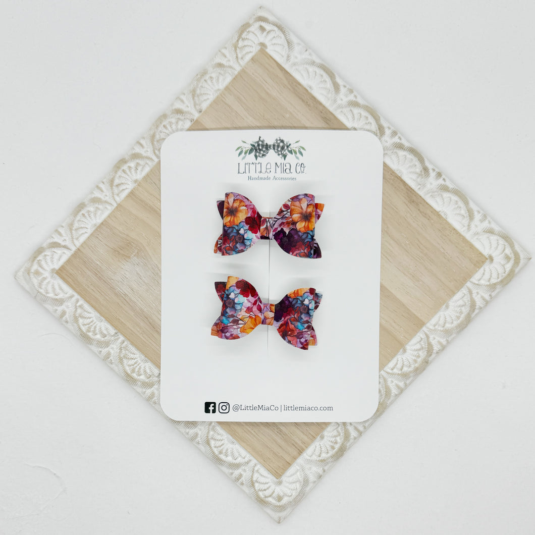 Fall Purple Floral Lucy Piggy Clips