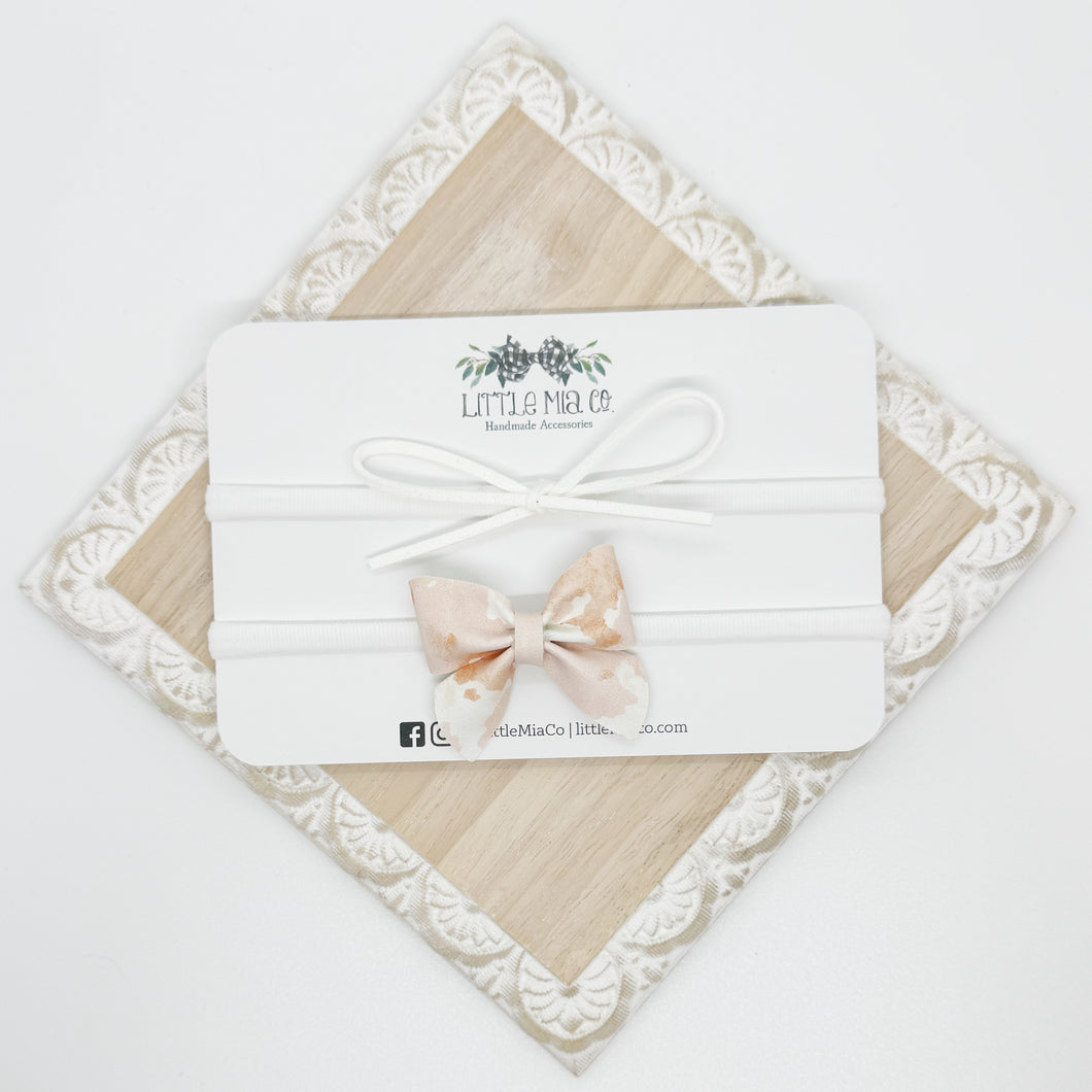 Peach Cow Print Headband Duo