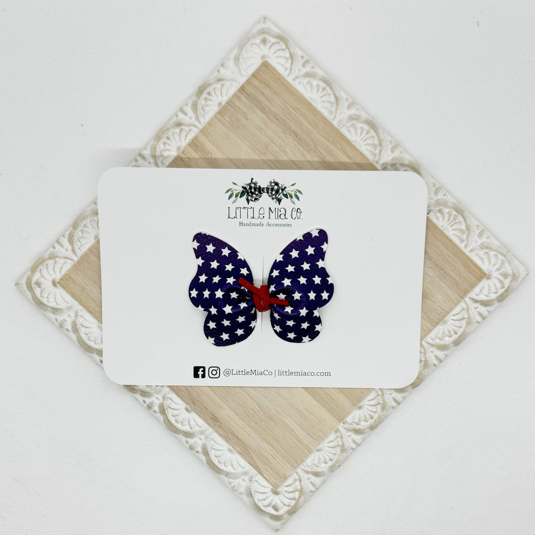 Navy Stars Butterfly Clip