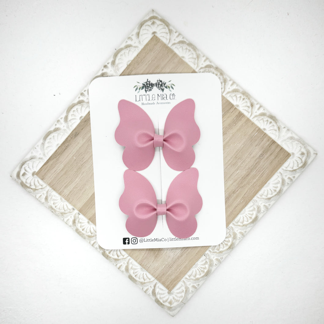 Bubblegum Pink Butterfly Piggy Clips