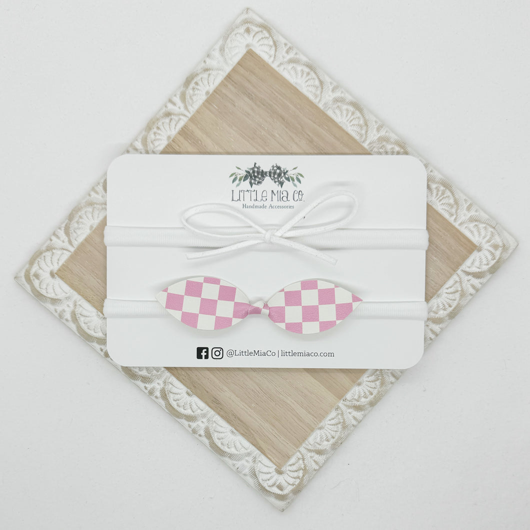 Pink Check Headband Duo