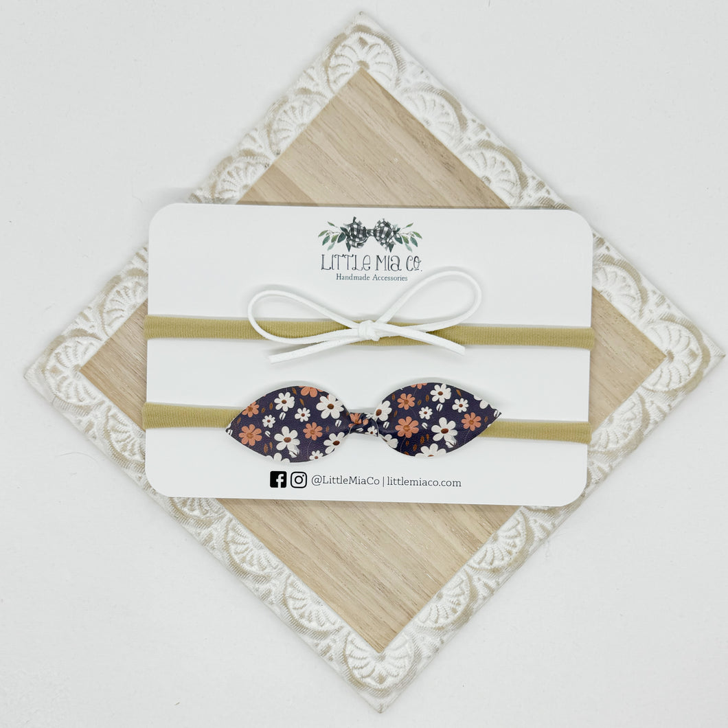 Navy & White Floral Headband Duo