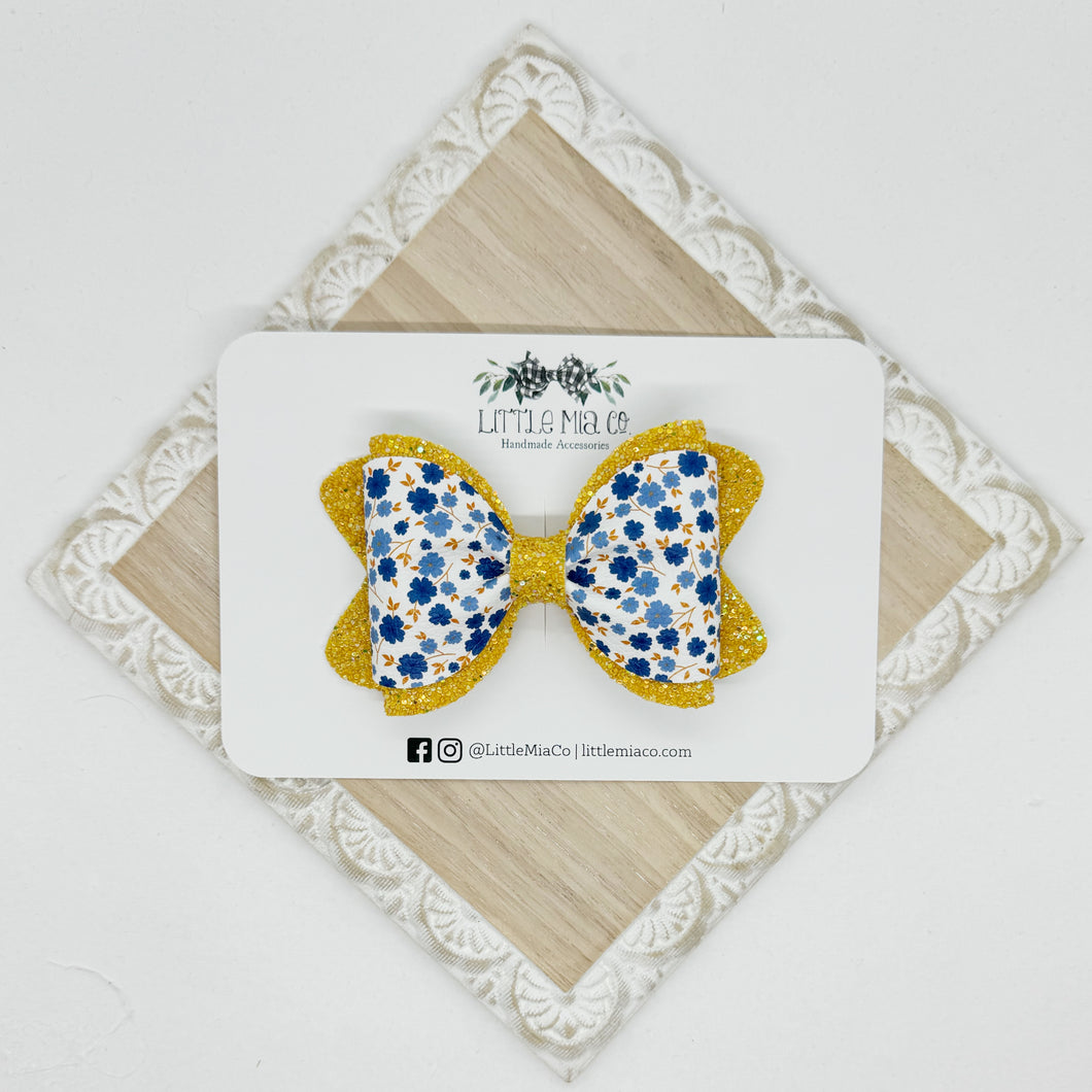 Blue Floral & Mustard Lizzy Clip