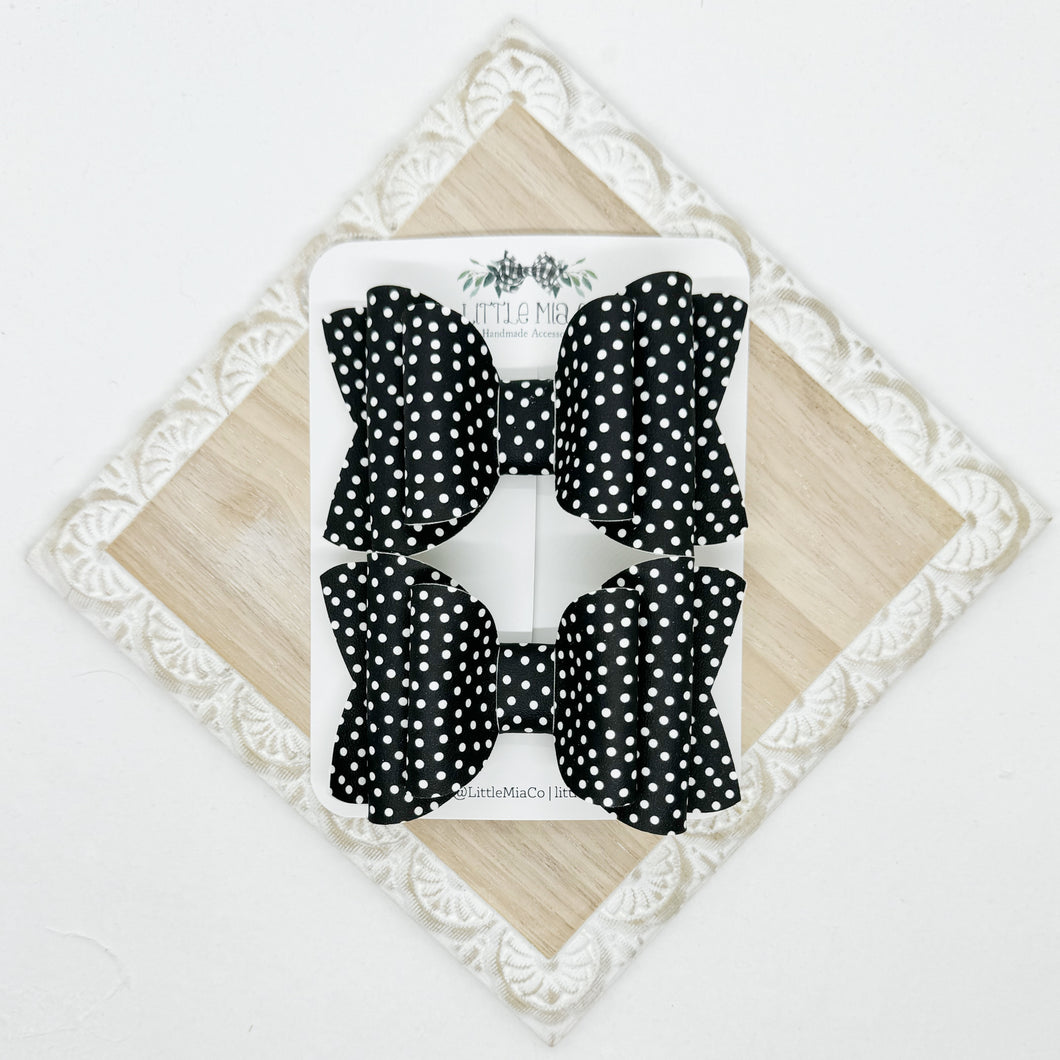 Black & White Polka Dot Chloe Piggy Clips