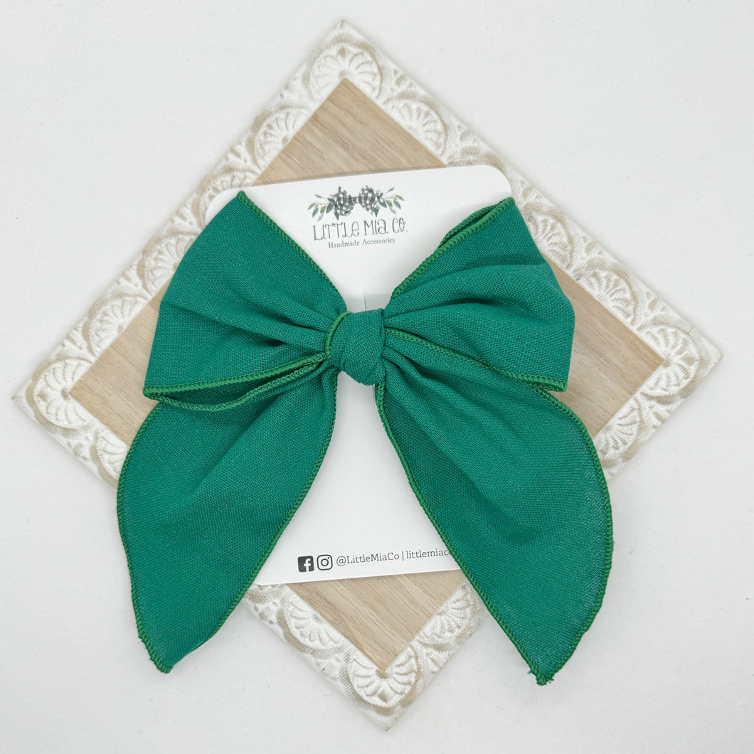 Green Linen 5” Hair Clip