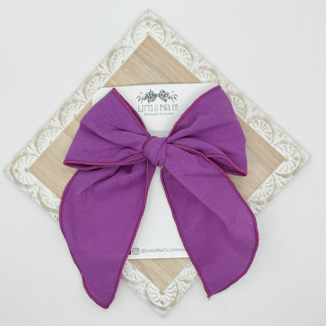 Purple Linen 5” Hair Clip