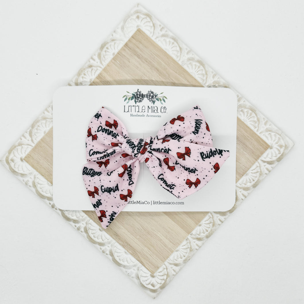 Reindeer Bow Fabric Clip