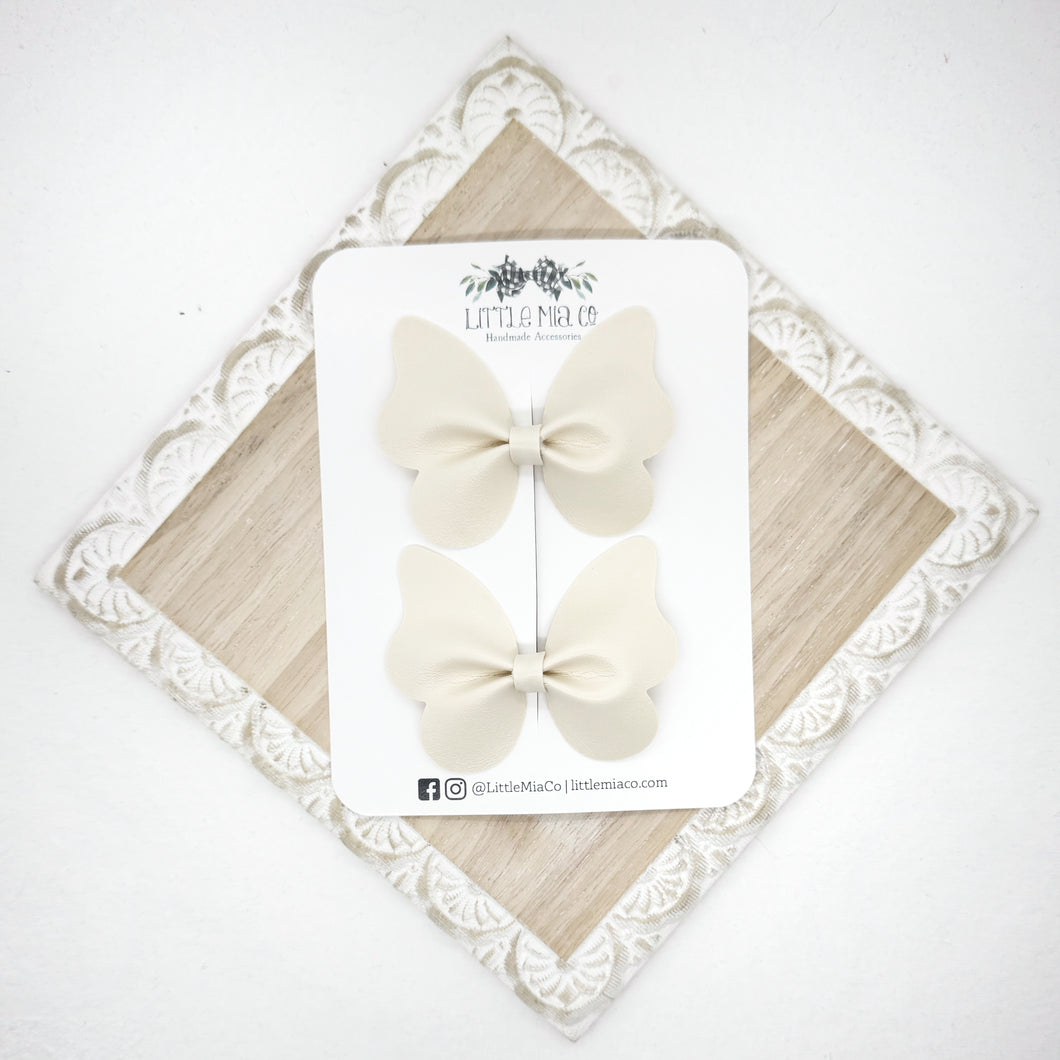 Cream Butterfly Piggy Clips