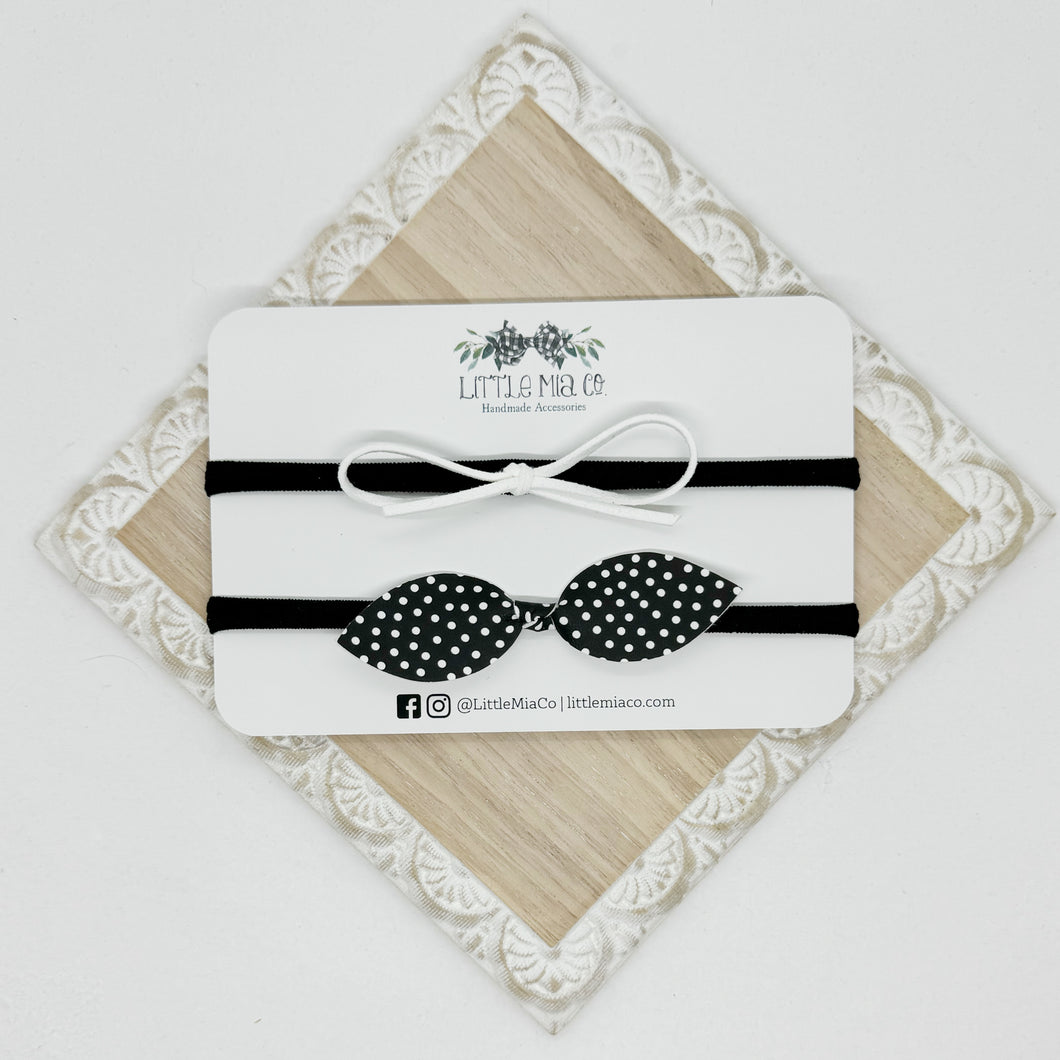 Black Polka Dot Headband Duo