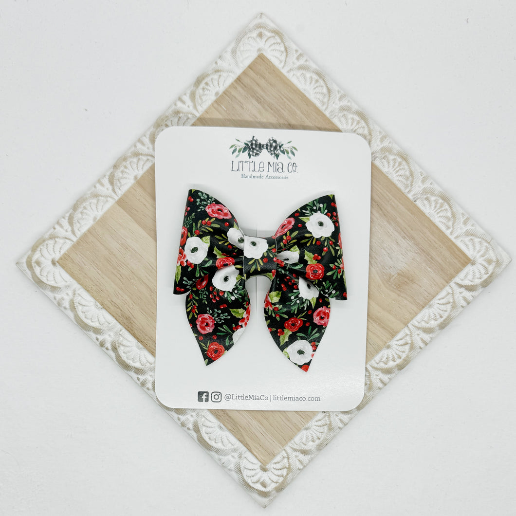 Black Christmas Floral Marie Clip