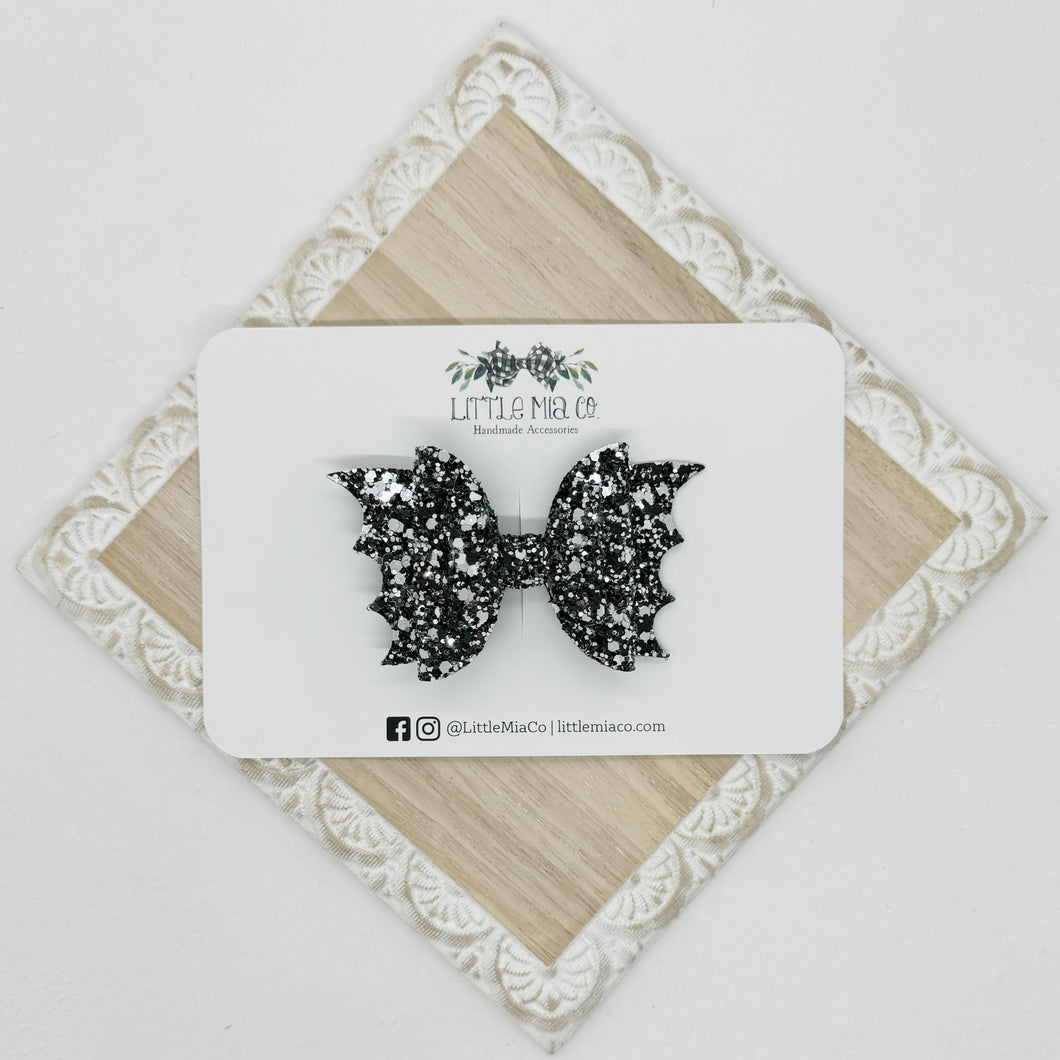 Black & Sliver Glitter Bat Clip